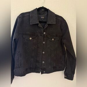 Rails Women’s Washed Black Denim Jean Jacket Star pattern